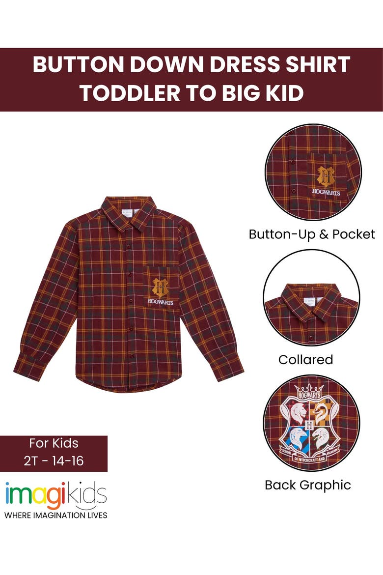 Flannel Button-Down Shirt, Alternate, color, Maroon Gold Plaid