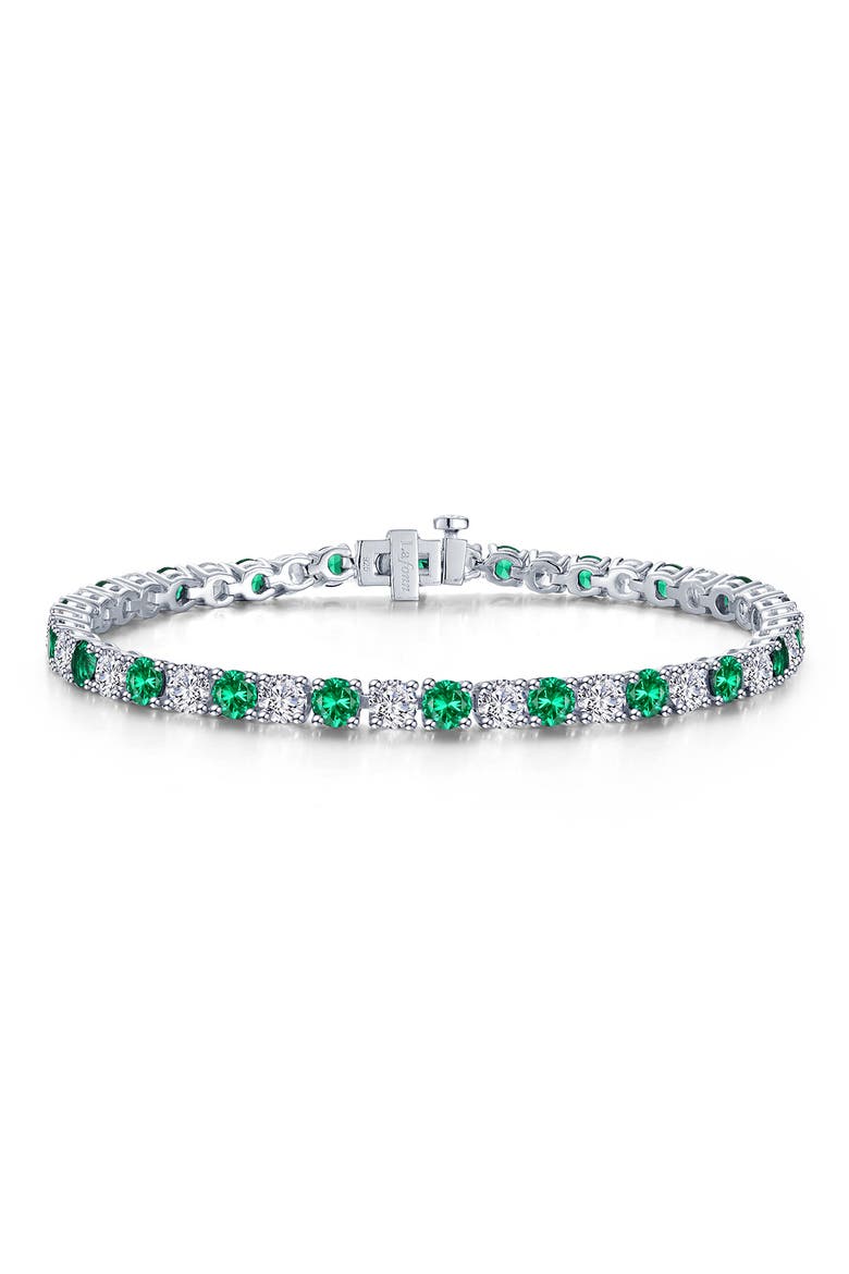 Simulated Emerald & Simulated Diamond Tennis Bracelet, Main, color, GREEN