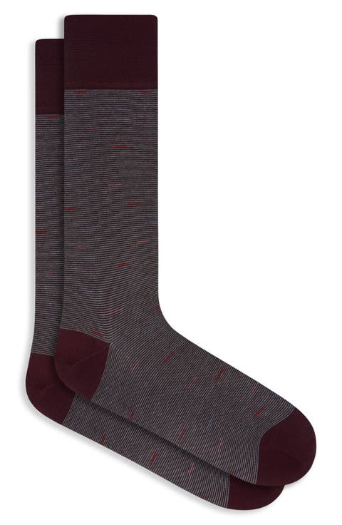 Pinstripe Mercerized Cotton Blend Dress Socks