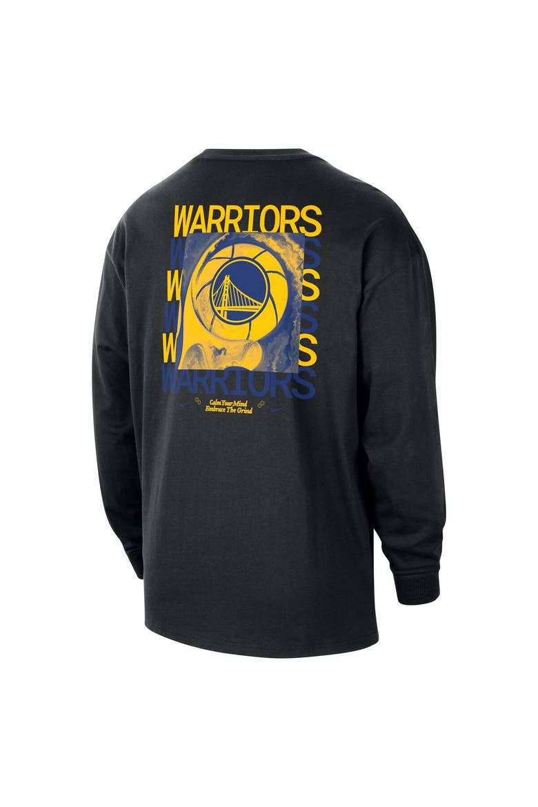 Men's Nike Black Golden State Warriors Courtside Oversized Long Sleeve T-Shirt, Alternate, color, Black