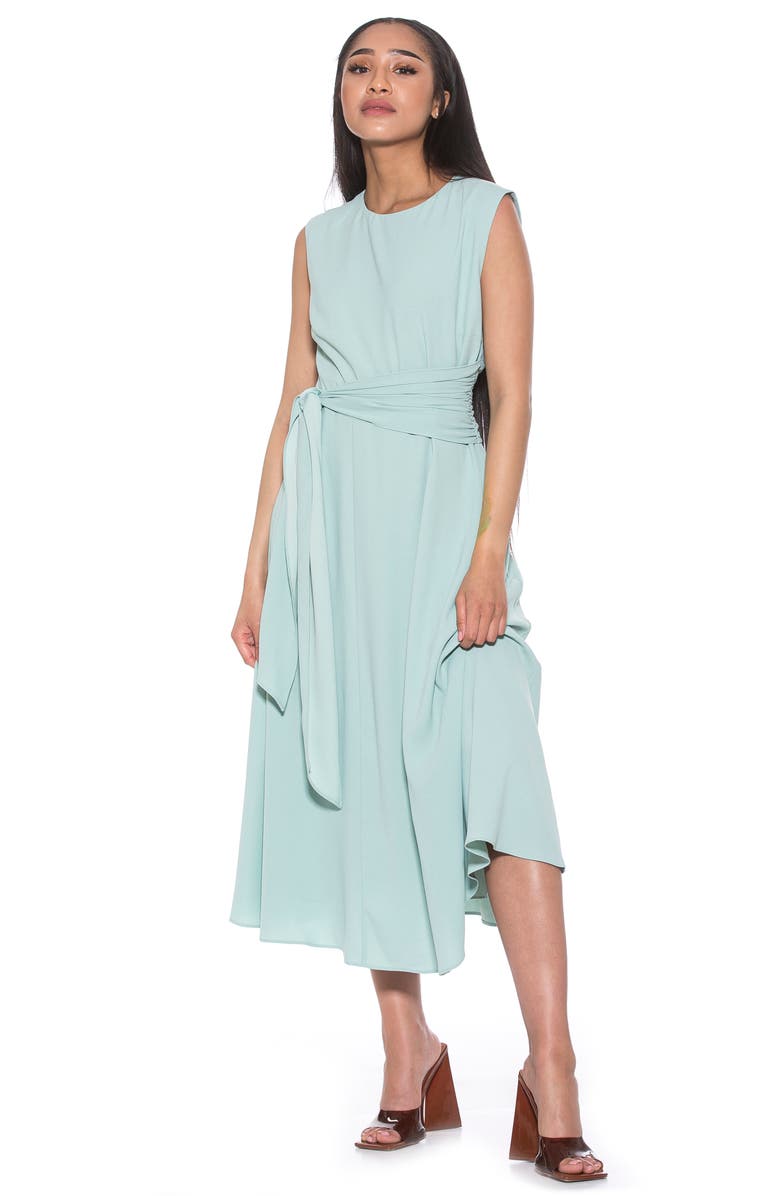Alexia Admor Paris Sleeveless Asymmetric Tie Midi Dress, Alternate, color, Mint