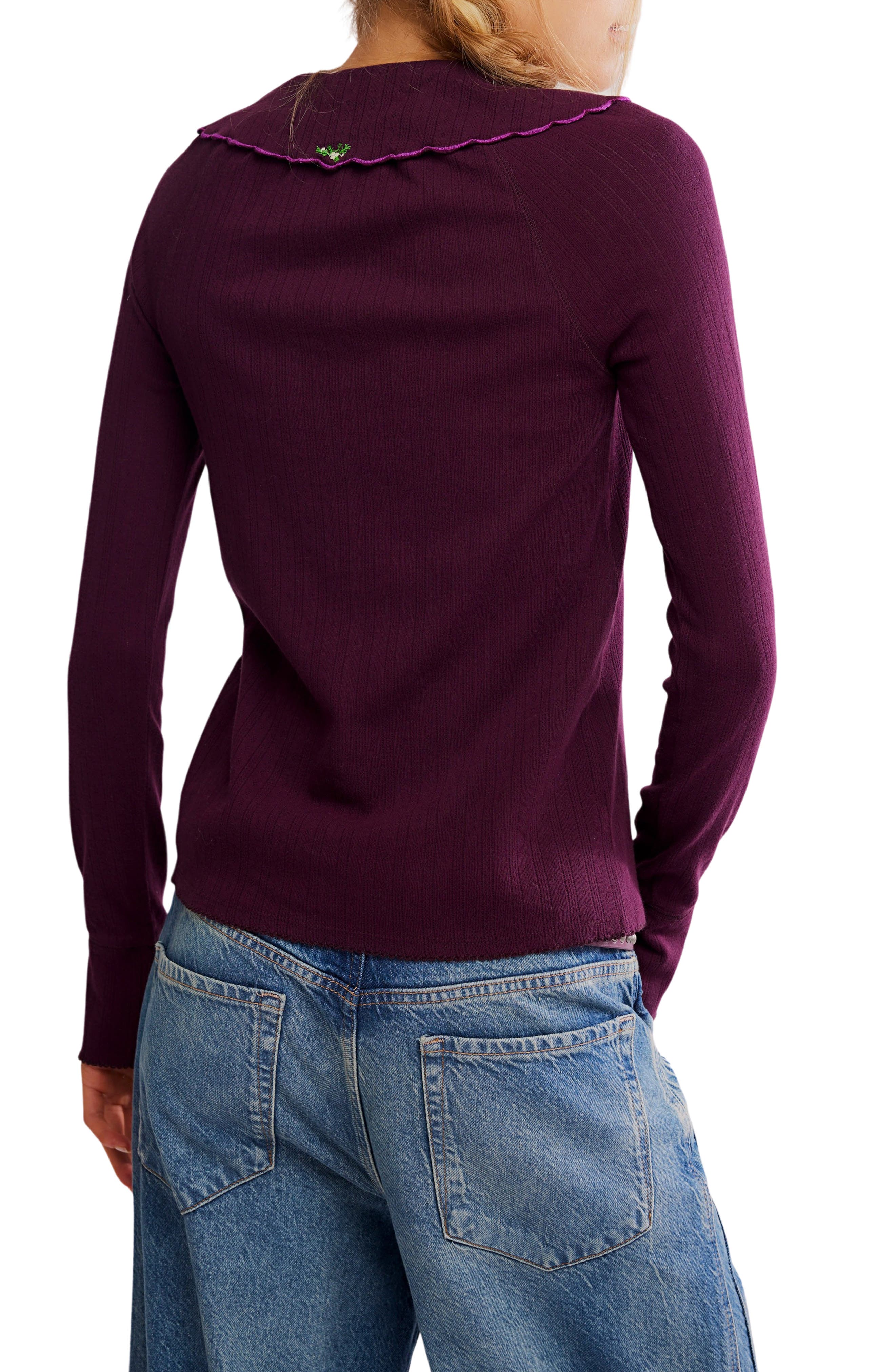 Juniper Embroidered Pointelle Cotton Button-Up Top - image 4