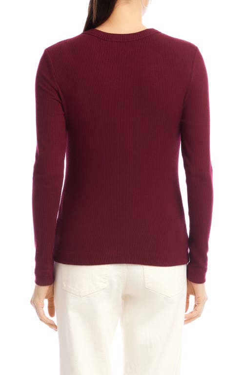 Karen Kane Long Sleeve Rib Top In Brown