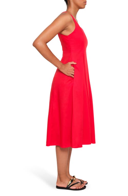 The Lulo Project Sea Stretch Cotton Midi Dress In Red