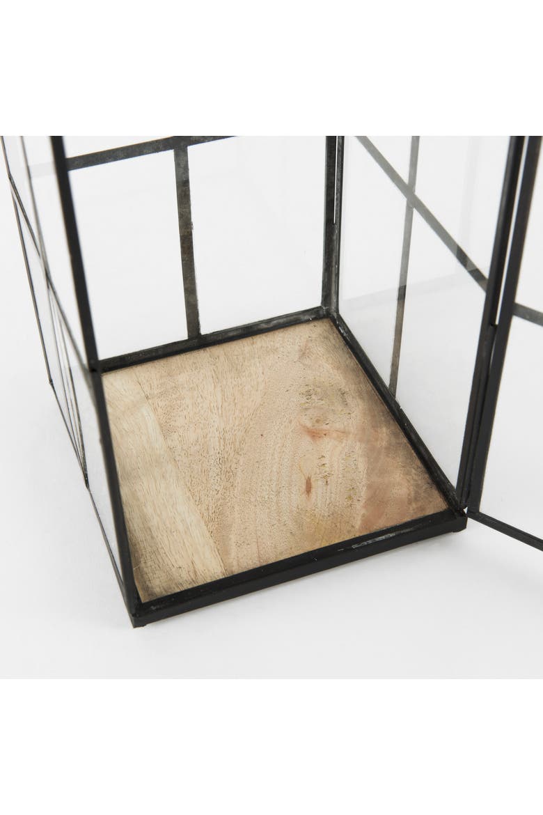 Gamfield  Metal and Glass Lantern, Alternate, color, Black