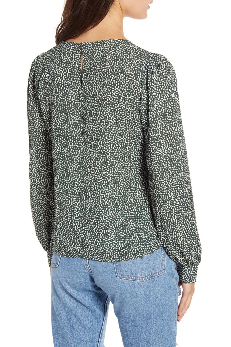Print Blouse, Alternate, color, GREEN MINI FLORAL
