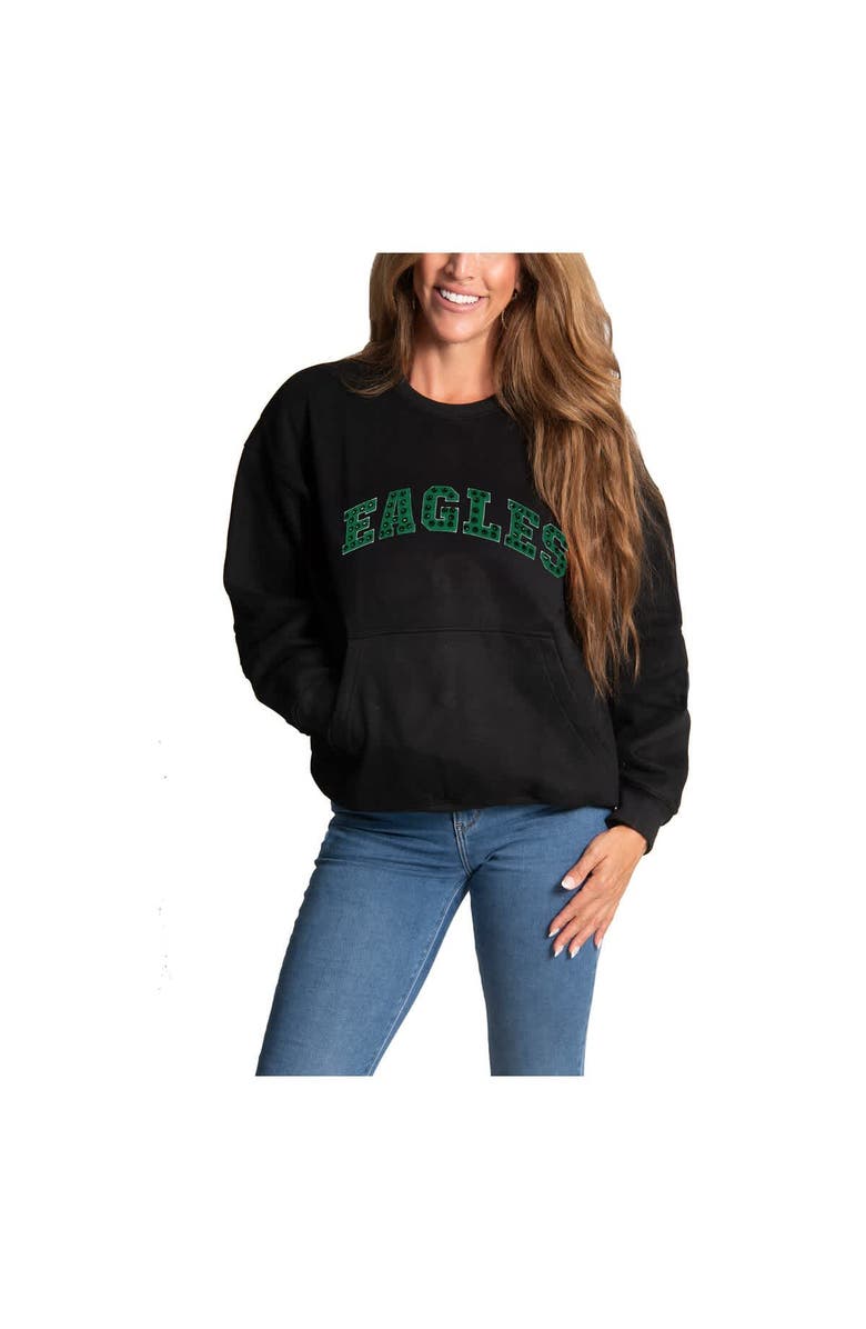 CUCE Women
s Cuce Black Philadelphia Eagles Chenille Jeweled Sweatshirt, Alternate, color, Black