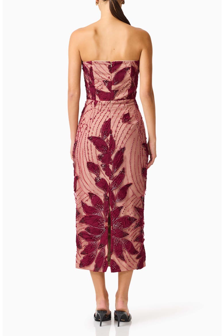 Elisa Strapless Column Midi Dress, Alternate, color, BURGUNDY