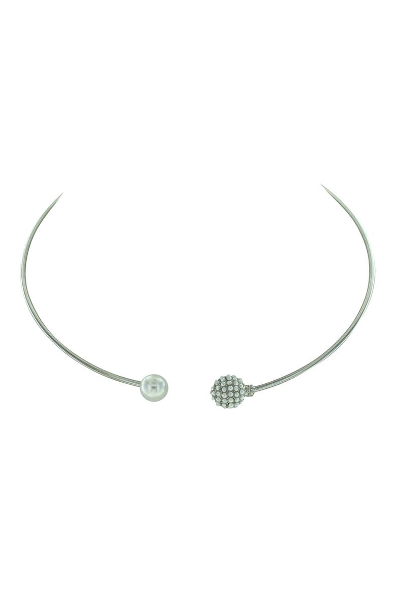 Imitation Pearl Open Choker Necklace, Alternate, color, METALLIC