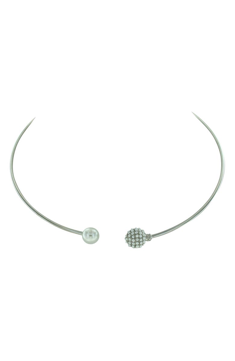 OLIVIA WELLES Imitation Pearl Open Choker Necklace, Alternate, color, Metallic