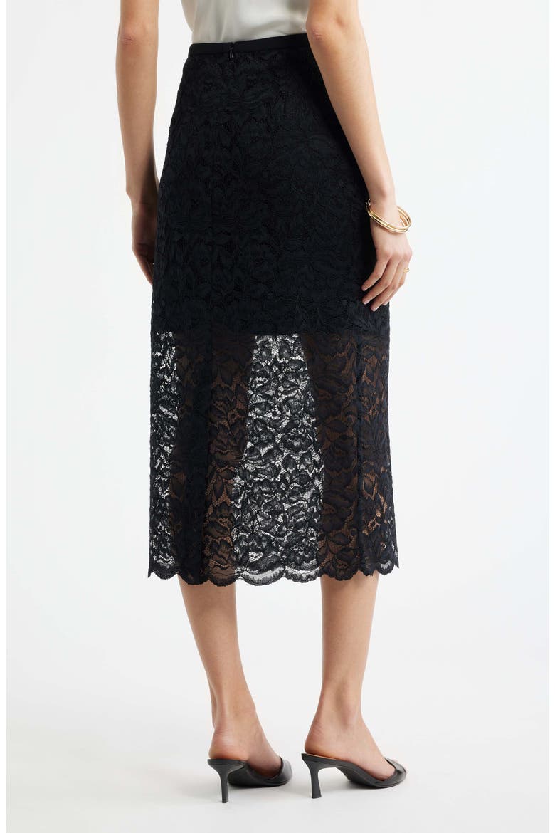 Lace Midi Skirt, Alternate, color, BLACK
