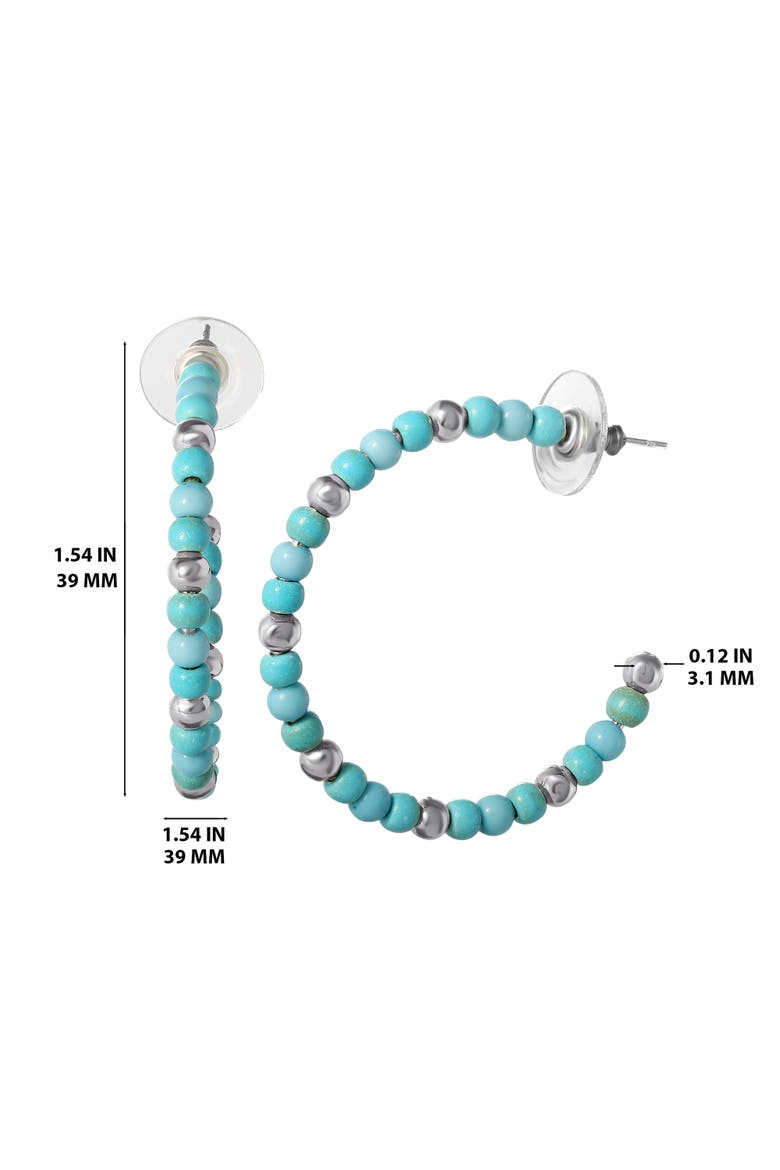 Turquoise Bead Hoop Earrings, Gold Or Silver Tone, Alternate, color, Gold, silver, turquoise