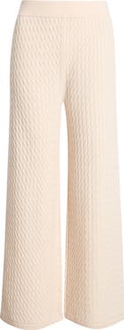 Nordstrom Cable Knit Wool & Cashmere Wide Leg Pants