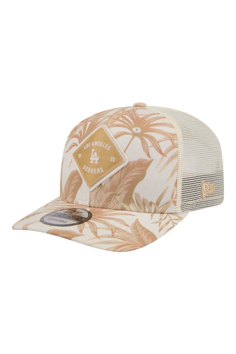 Men's New Era  Tan Los Angeles Dodgers Tonal Palm COOLERA 9SEVENTY Adjustable Trucker Hat, Main, color, Tan