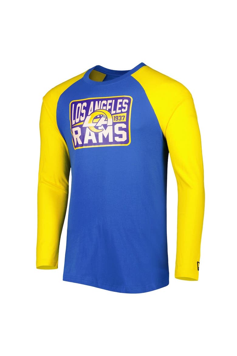 Men's New Era Royal Los Angeles Rams Current Raglan Long Sleeve T-Shirt, Alternate, color, Royal