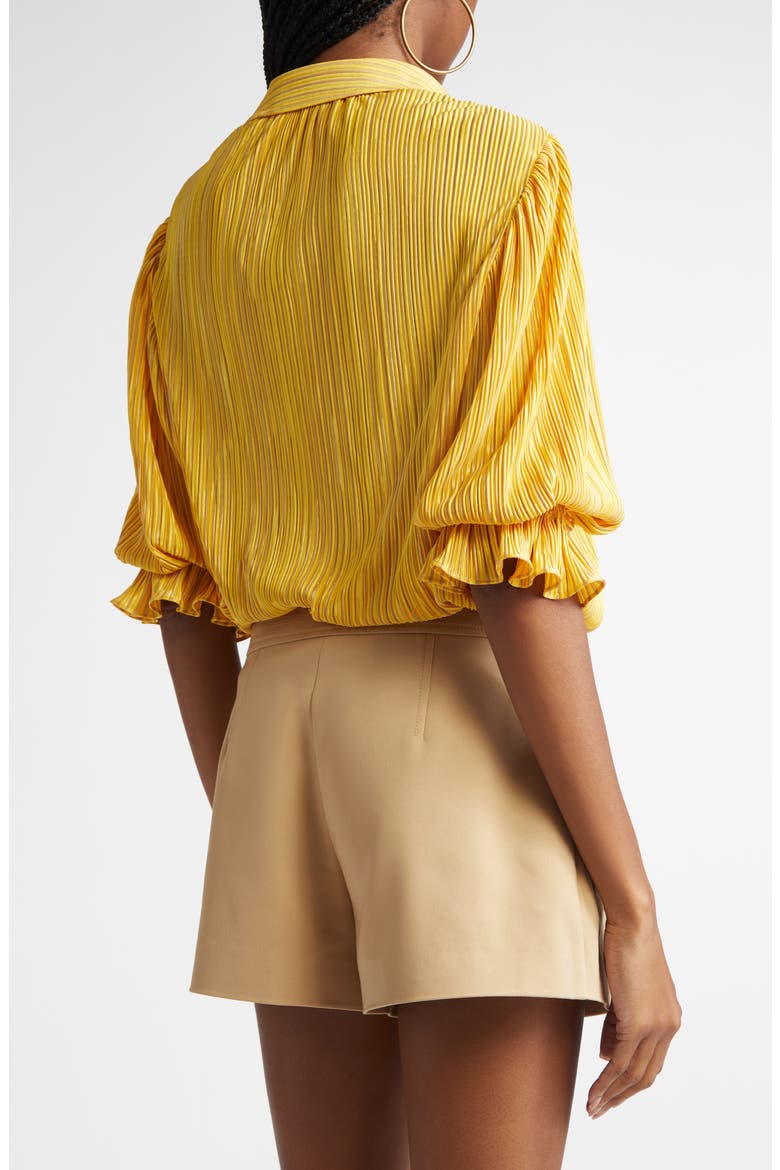 Dina Pleated Bodysuit, Alternate, color, DAISY YELLOW PLEATED