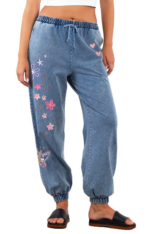 Billy T In Full Bloom Embroidered Joggers In Blue