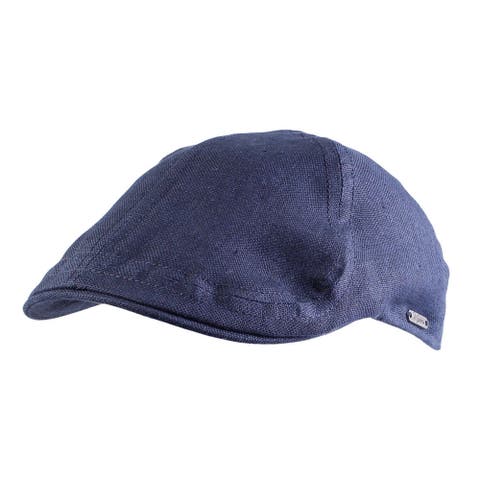 Men's Linen Pub Cap with Curved Peak