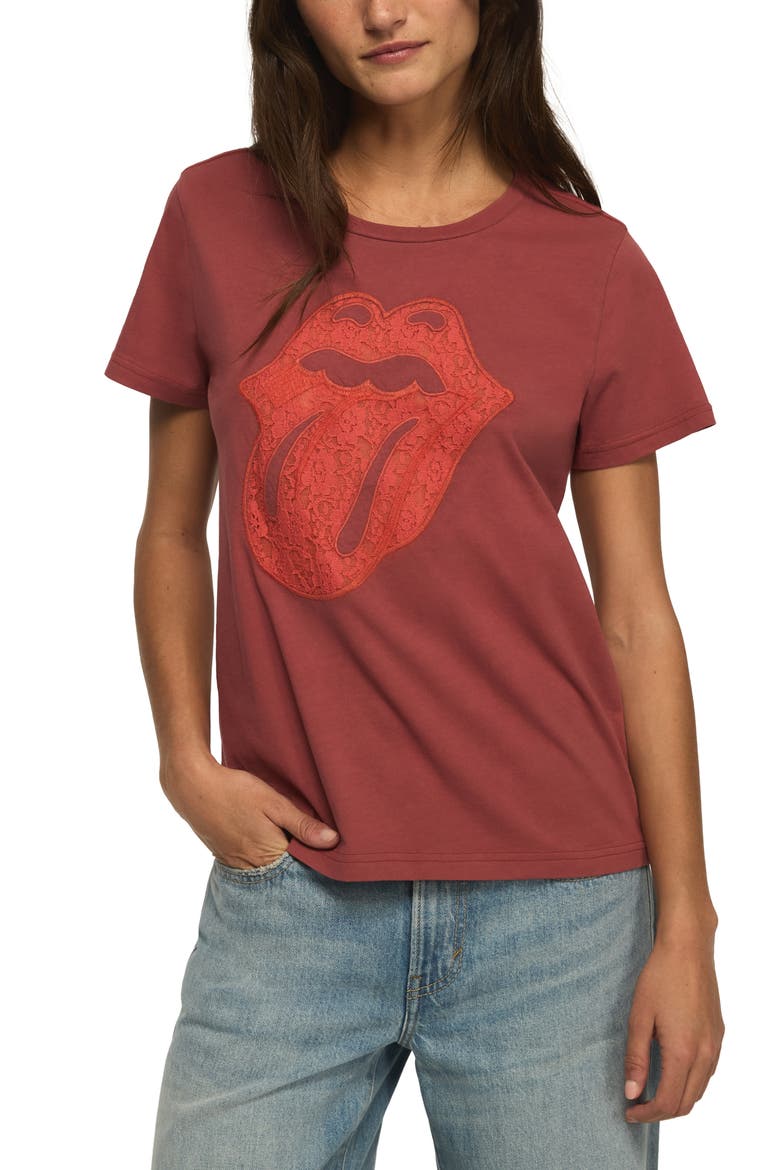 Rolling Stones Lace Graphic Cotton T-Shirt, Main, color, KETCHUP