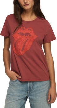 Lucky Brand Rolling Stones Lace Graphic Cotton T-Shirt