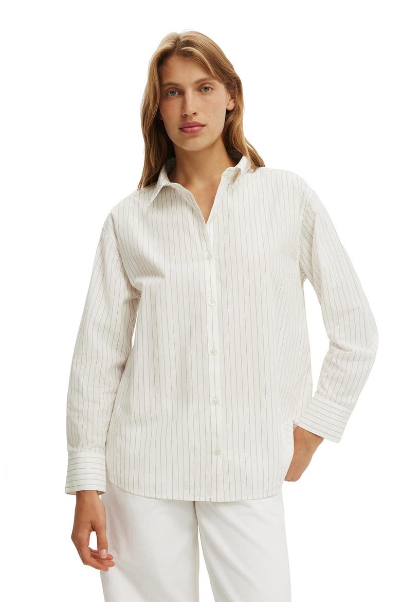 Women's Ella Wrap Long Sleeve Shirt, Main, color, Grey Pinstripe