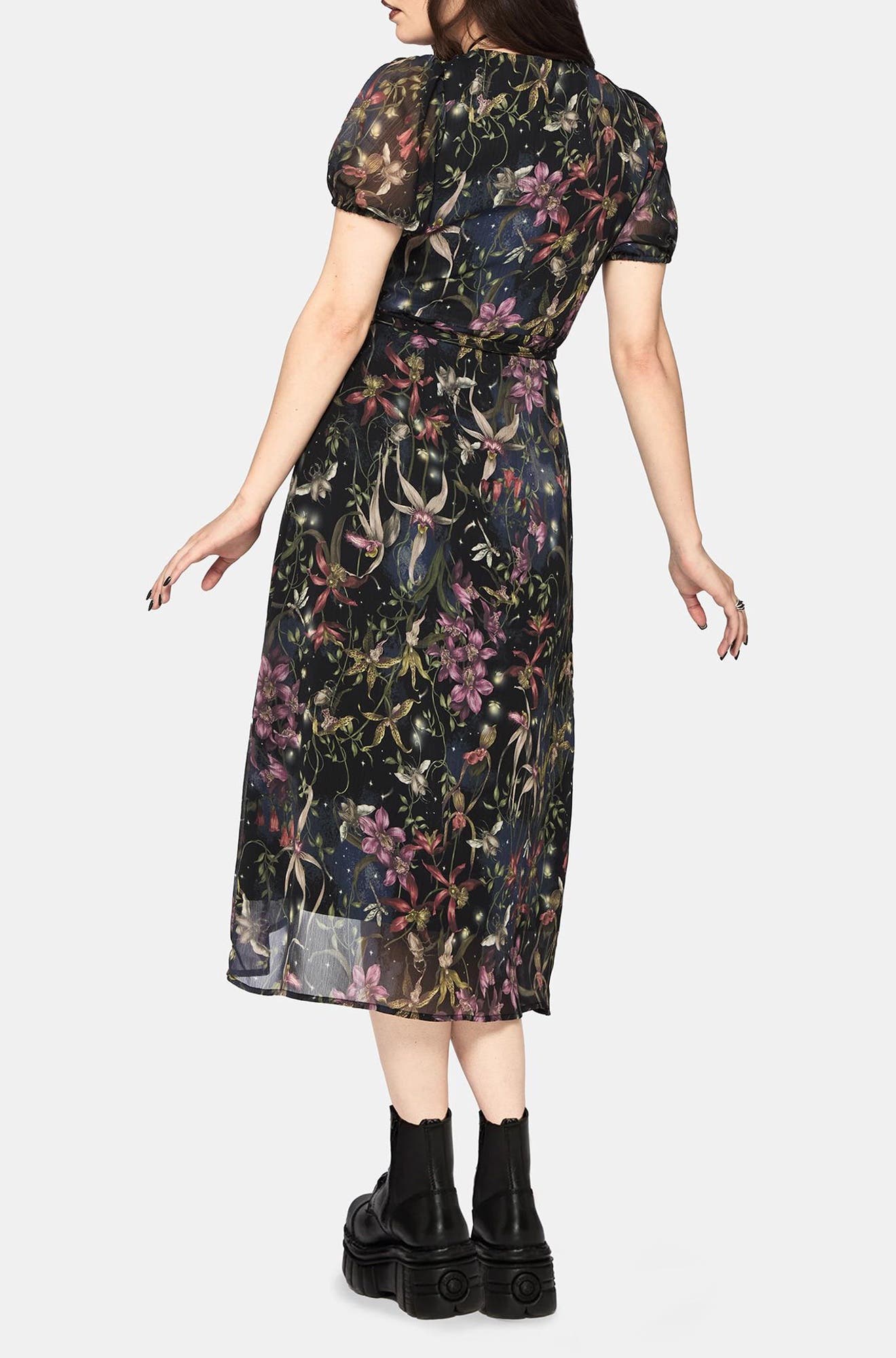 Disturbia Elide Black Orchid Wrap Midi Dress (Women) | Nordstrom