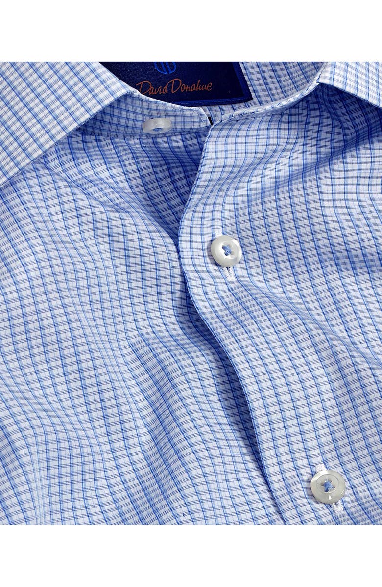 David Donahue Slim Fit Poplin Check Dress Shirt, Alternate, color, Blue/ Sky