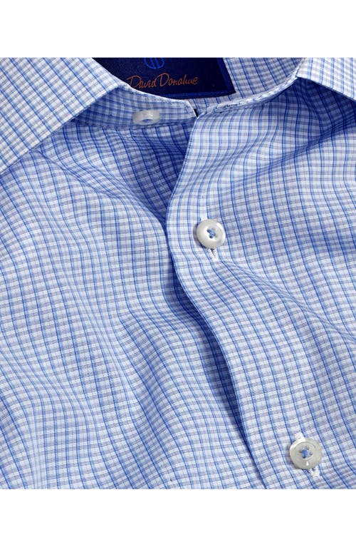 David Donahue Slim Fit Poplin Check Dress Shirt In Blue/sky
