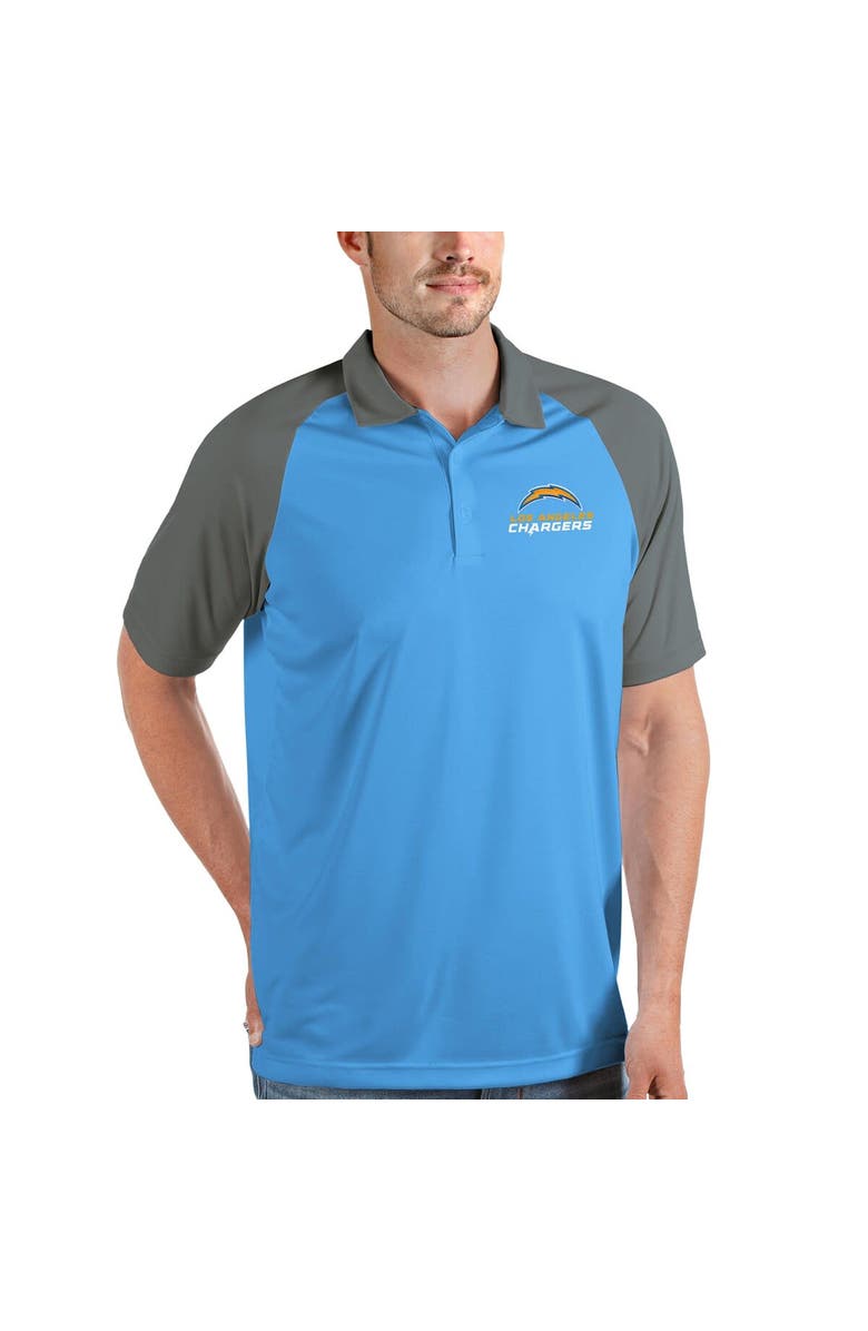 ANTIGUA Men's Antigua Light Blue/Steel Los Angeles Chargers Nova Polo, Main, color, 