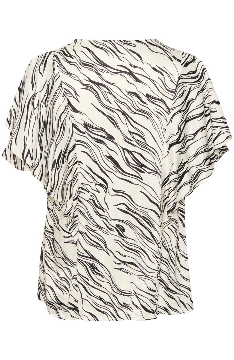 Soaked in Luxury Vinka Ruffle Sleeve Round Neck Blouse, Alternate, color, White/Black Wave Print