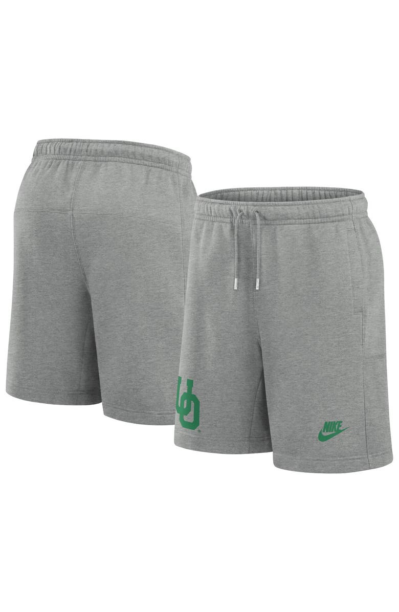 Nike Men's Nike Heather Gray Oregon Ducks Legacy Essential Fleece Shorts, Main, color, 
