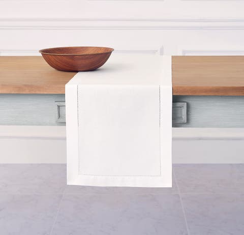 Cotton Linen Hemstitch Table Runner