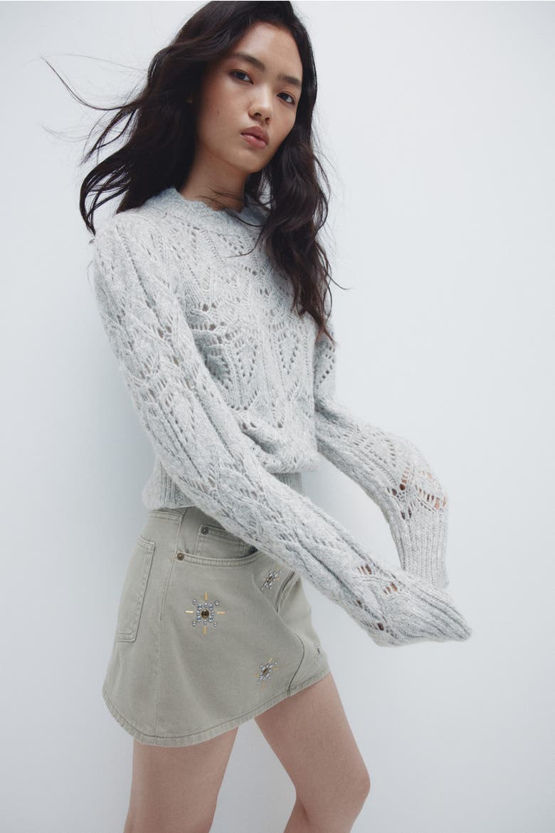 Pointelle-knit Jumper, Alternate, color, Light gray