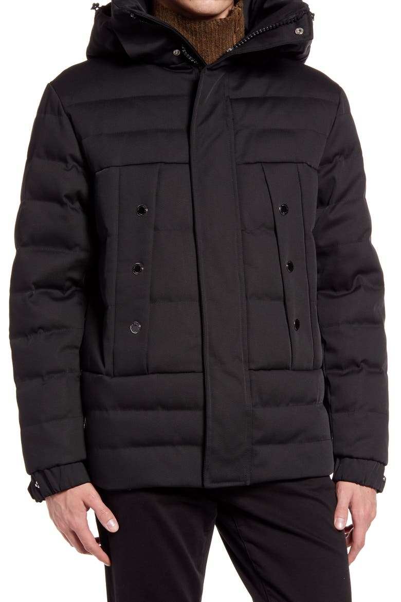 Down & Feather Parka, Alternate, color, BLACK