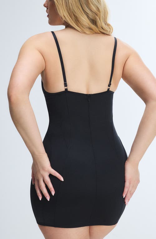 Savage X Fenty Slipper Satin Underwire Dress In Black Caviar