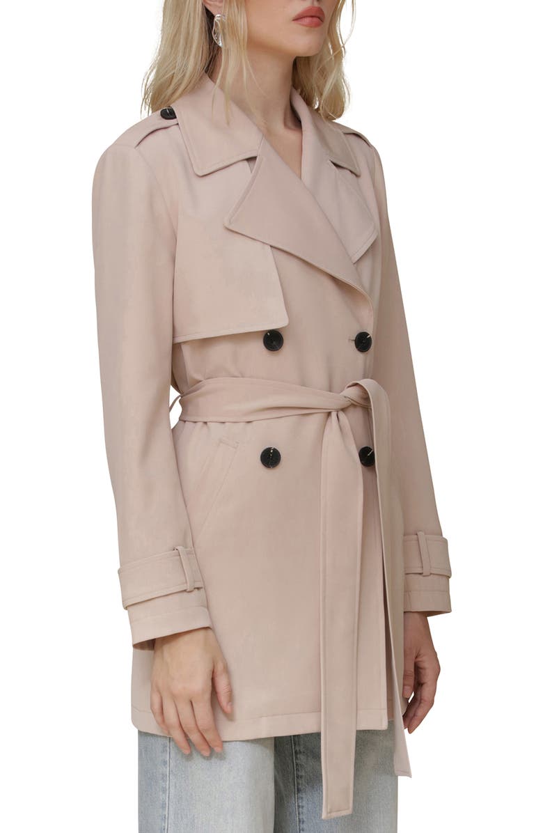 Avec Les Filles Double Breasted Softshell Trench Coat, Alternate, color,