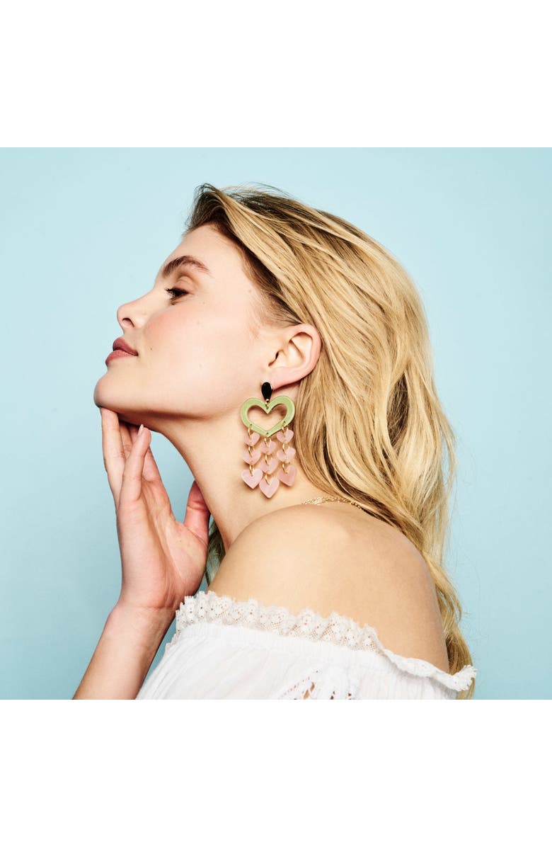 Toolally Heart Chandeliers - Jade & Pink, Alternate, color, Jade & Pink