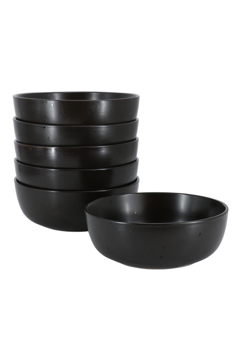 Mio Modern Coupe 6 piece 6.5in Round Stoneware Bowl Set, Main, color, Pepper
