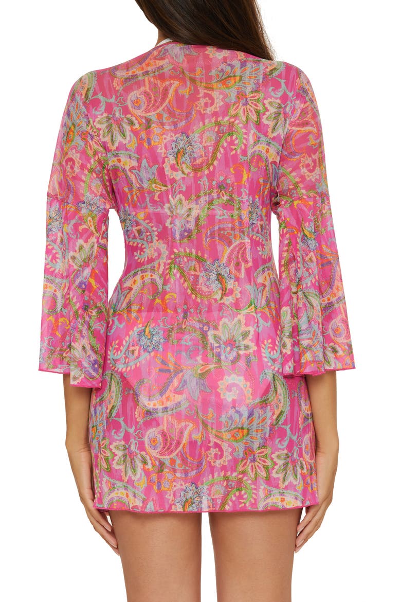 Polynesia Paisley Mesh Cover-Up Tunic, Alternate, color, PINK MULTI