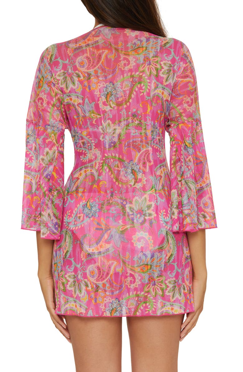 Becca Polynesia Paisley Mesh Cover-Up Tunic, Alternate, color, Pink Multi