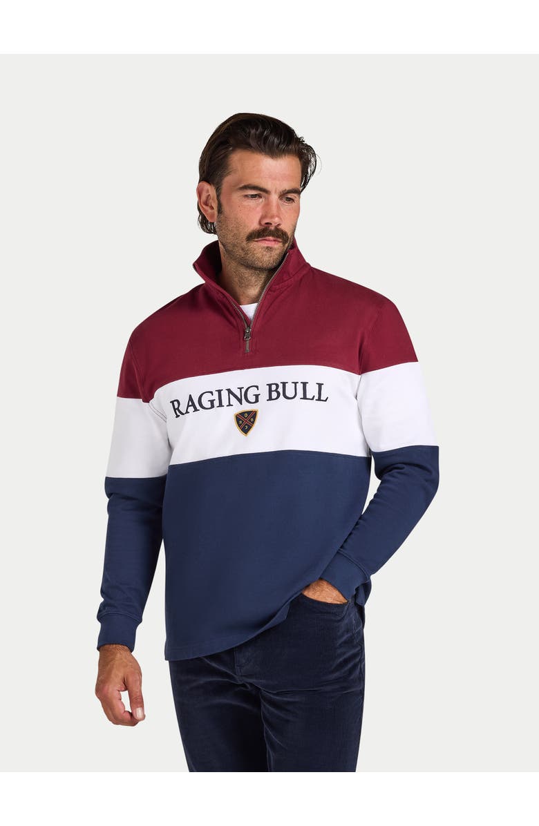 Raging Bull Cut & Sew Quarter Zip Sweatshirt, Alternate, color, Navy/Red