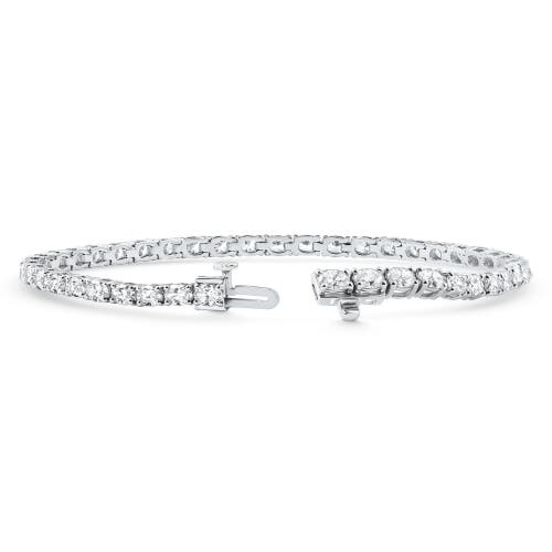 Bliss Diamond 4 1/2ct Oval Cut Diamond Tennis Bracelet 7" 14k Gold Lab Grown In Metallic