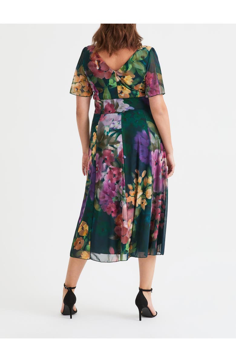Scarlett & Jo Victoria Floral Angel Sleeve Midi Dress, Alternate, color, Green Multi