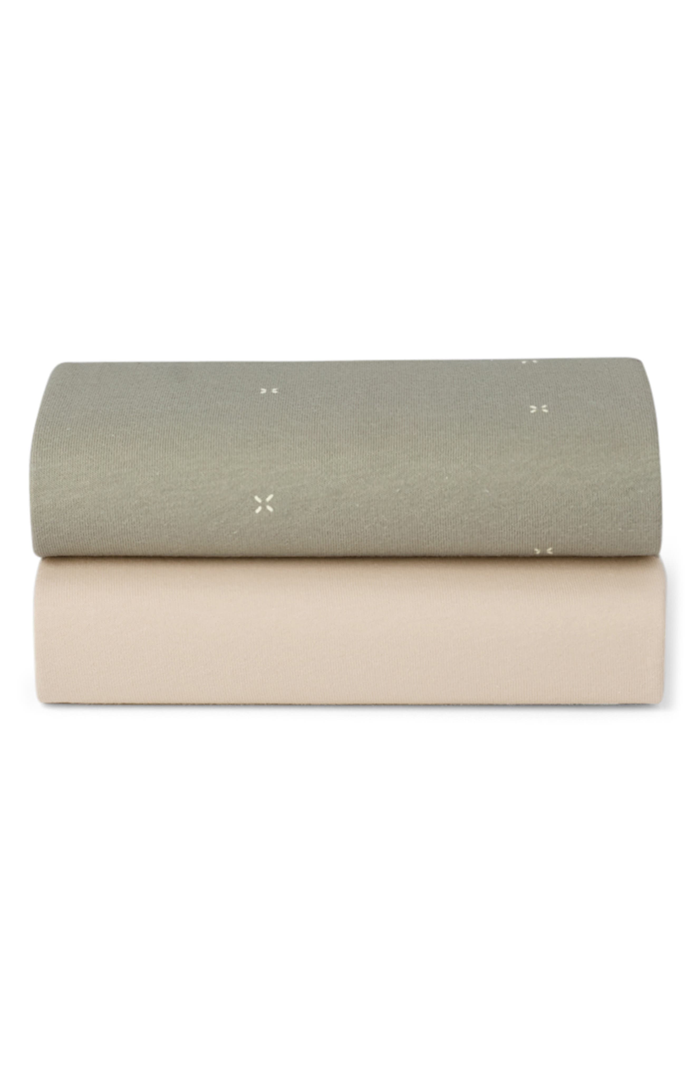 Snüz Pack of 2 Assorted Crib Sheets in Sage/Cross 