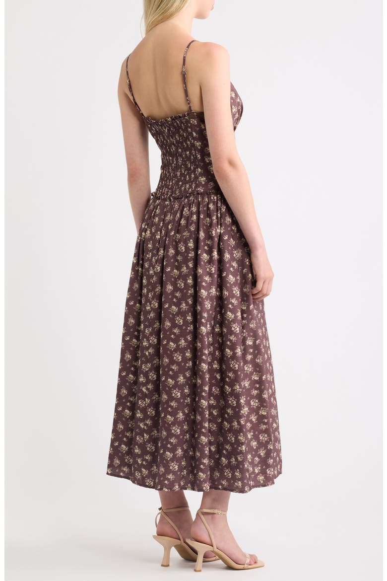 Lotta Lace Floral Dress, Alternate, color, BROWN MULTI