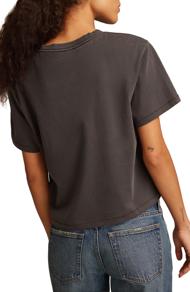 Lucky Brand Mon Chéri Embroidered Crop T-Shirt, Alternate, color, After Dark