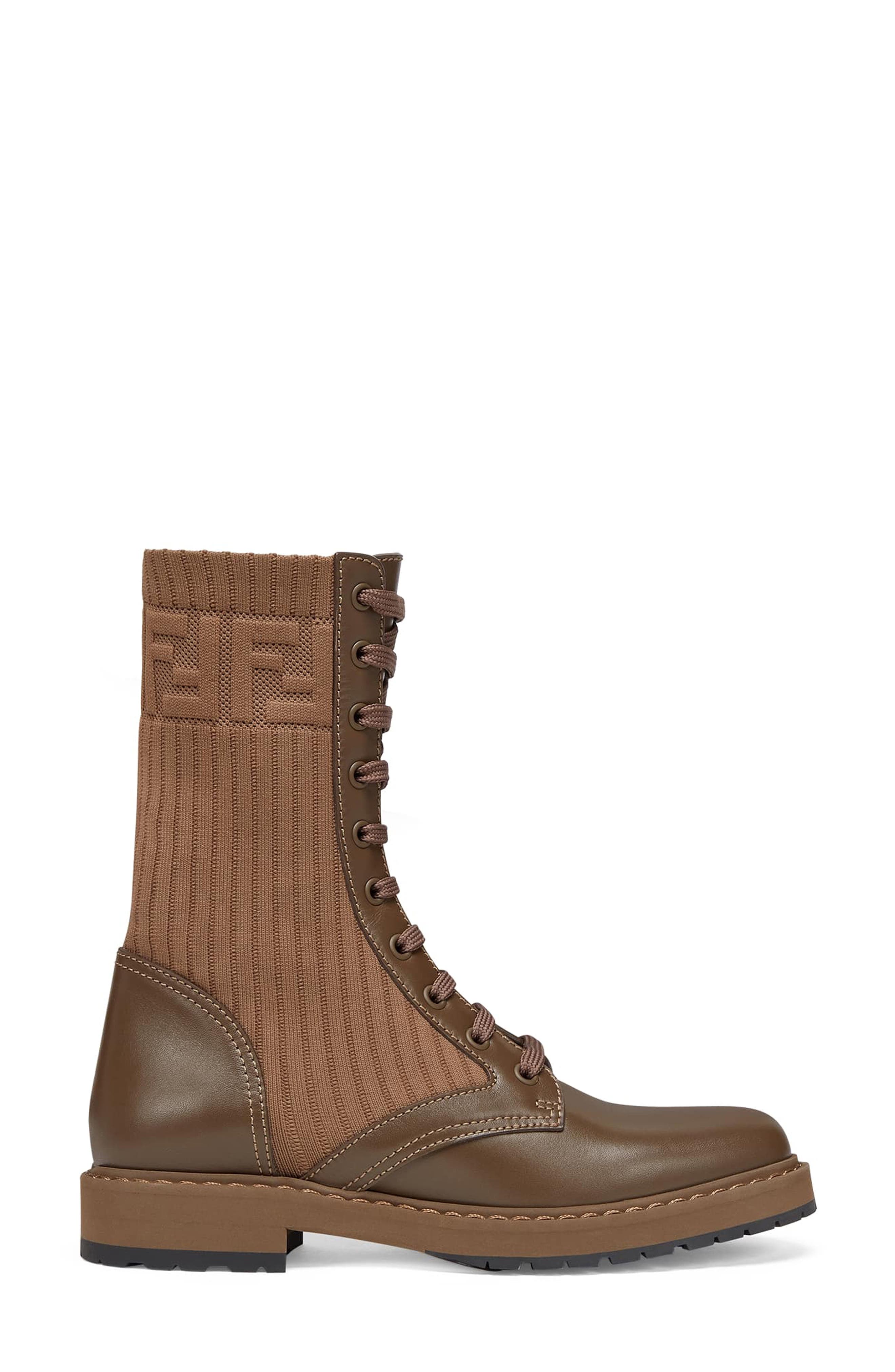Fendi Logo Combat Boot, Alternate, color, 