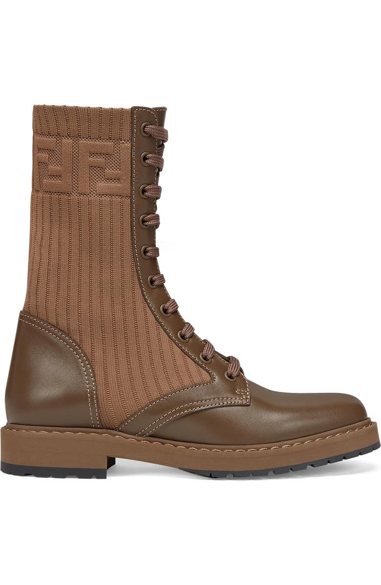 Fendi Logo Combat Boot, Alternate, color,