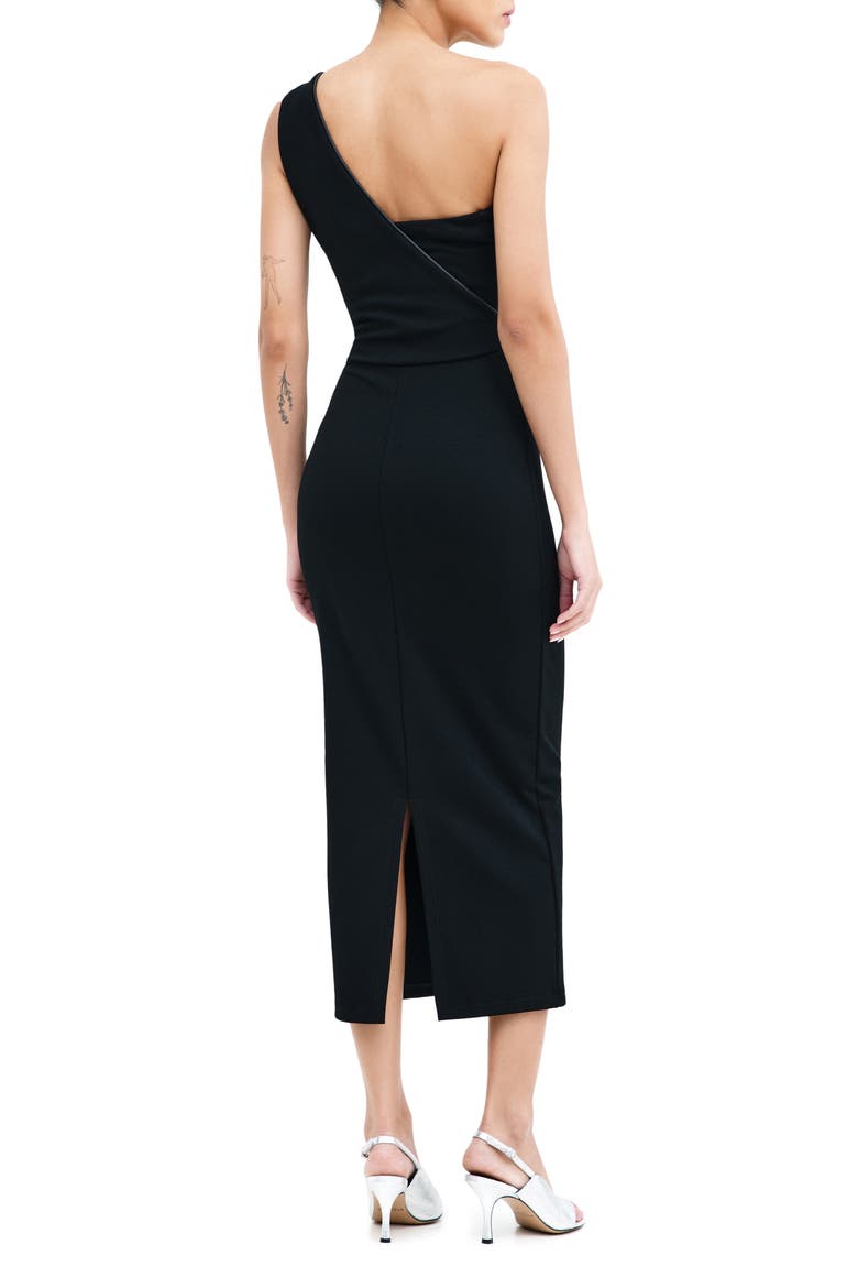 Nina One-Shoulder Ponte Midi Dress, Alternate, color, BLACK
