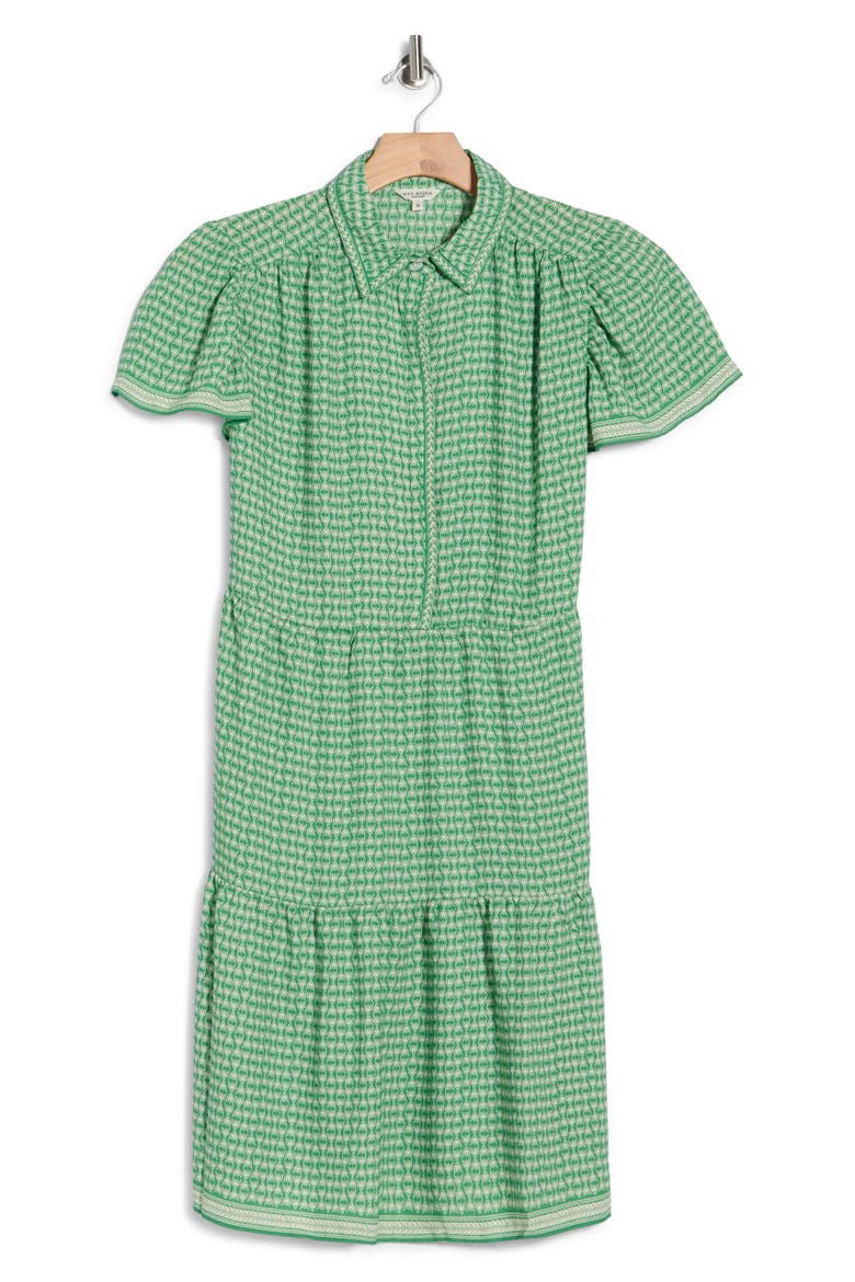Short Sleeve Midi Dress, Alternate, color, GREEN/ CREAM SLAVIC STAMP